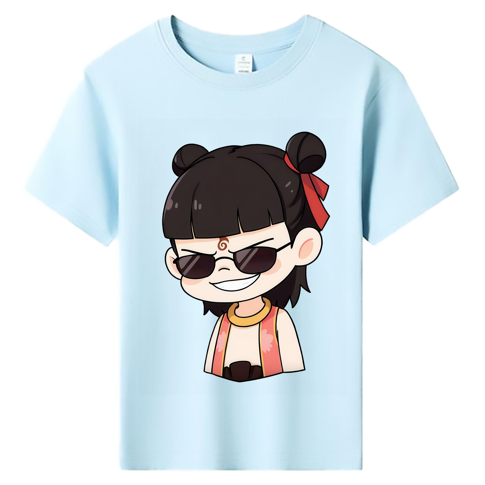 （画像用） Ne Zha 2 ナタ 魔童の大暴れ 綿100％キッズTシャツ（フロントプリント）